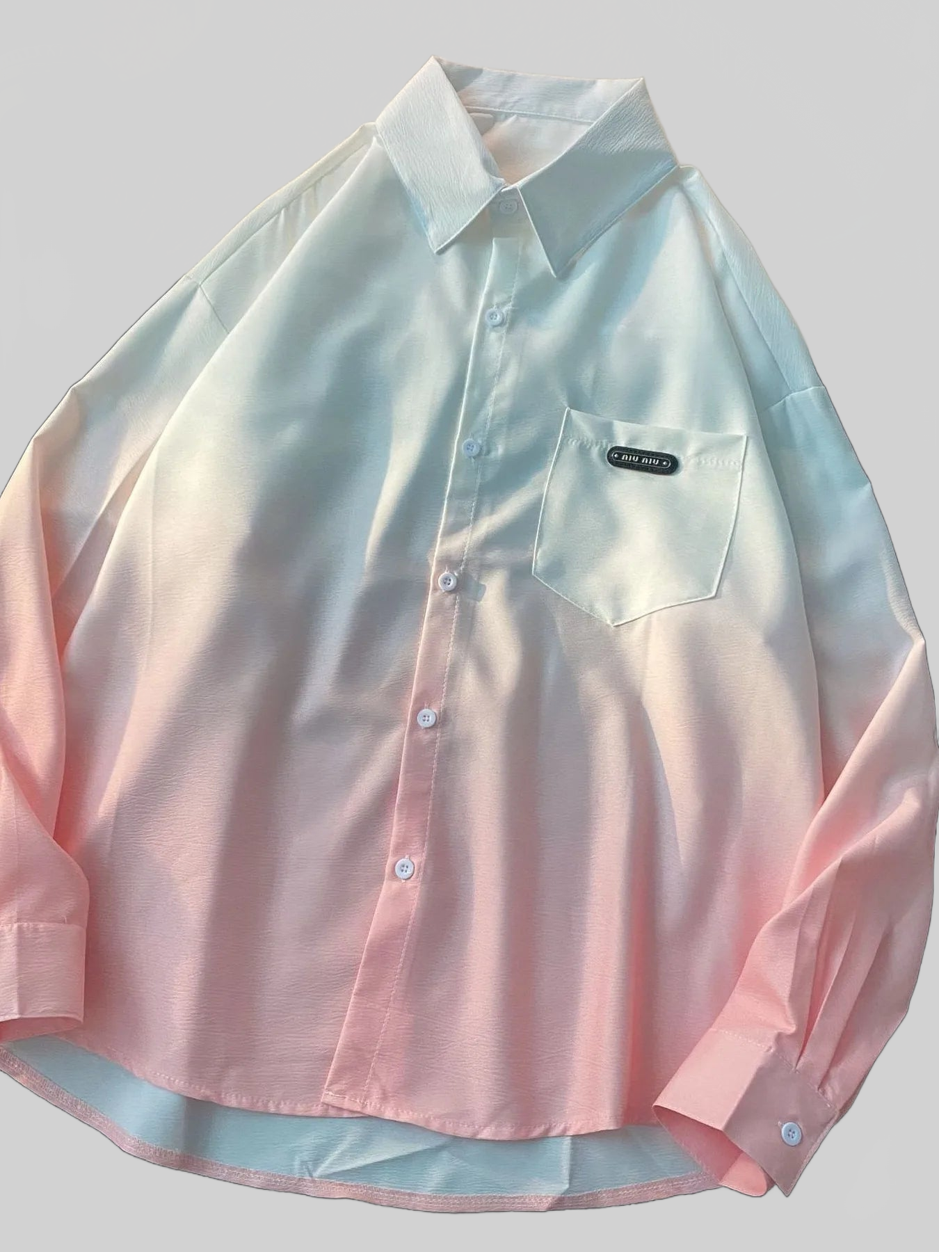Men's Plus Size Gradient Long Sleeve Button-Up Shirt nicholesgifts