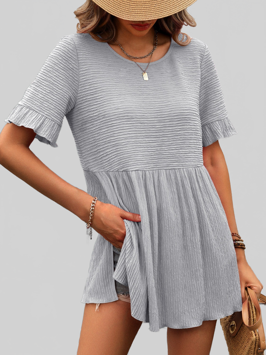 Women Round Neck Short Sleeve Blouse nicholesgifts