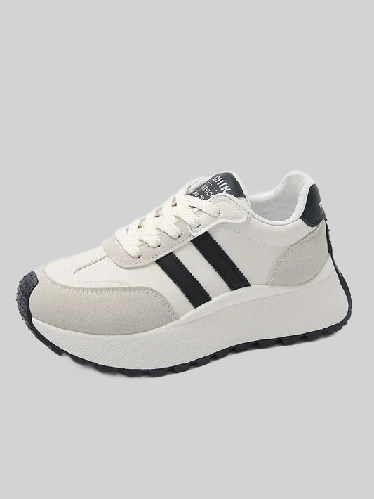 Side Striped Lace Up Platform Athletic Sneakers nicholesgifts
