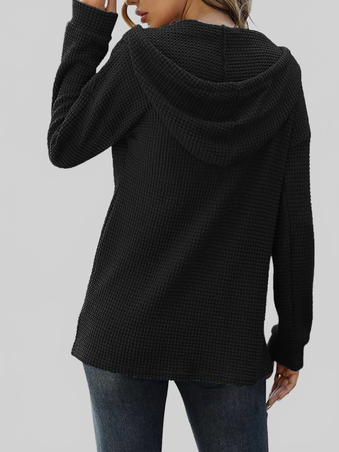 Half Button Up Drawstring Hoodie NicholesGifts