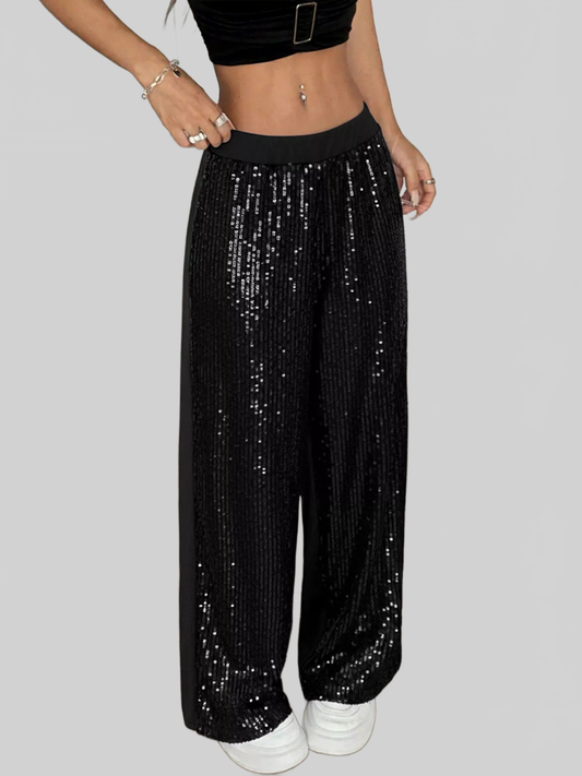 Women Sequin Wide Leg Pants nicholesgifts