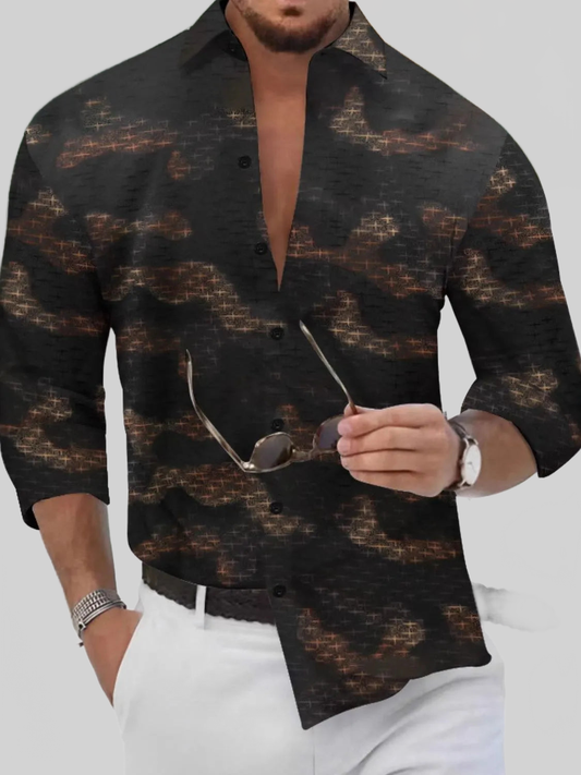 Men's Full Size Collared Neck Long Sleeve Shirt Plus Size nicholesgifts