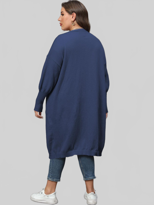 Plus Size Long Sleeve Pocketed Cardigan nicholesgifts