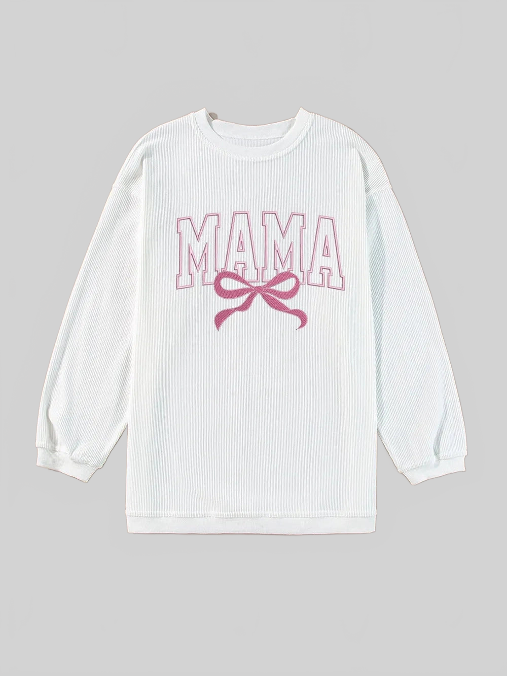 MAMA Bow Round Neck Long Sleeve Sweatshirt nicholesgifts