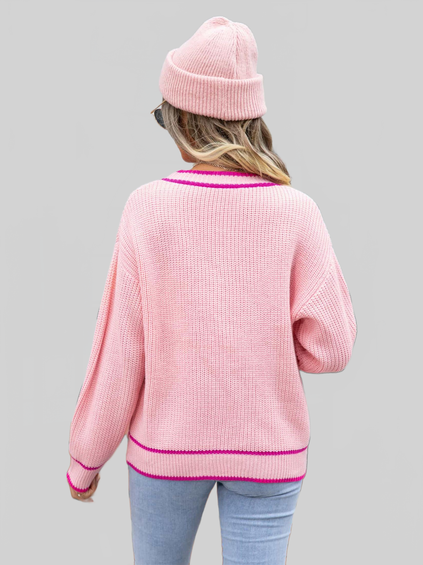 Angel Wings Waffle Knit V-Neck Cardigan with Pocket nicholesgifts