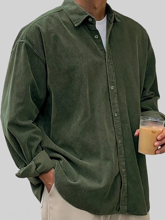 Men's Full Size Vintage Corduroy Long Sleeve Shirt Plus Size nicholesgifts