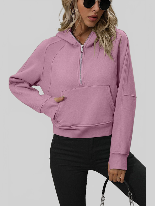 NicholesGifts Women Mandy Zip-Up Raglan Sleeve Hoodie with Pocket NicholesGifts