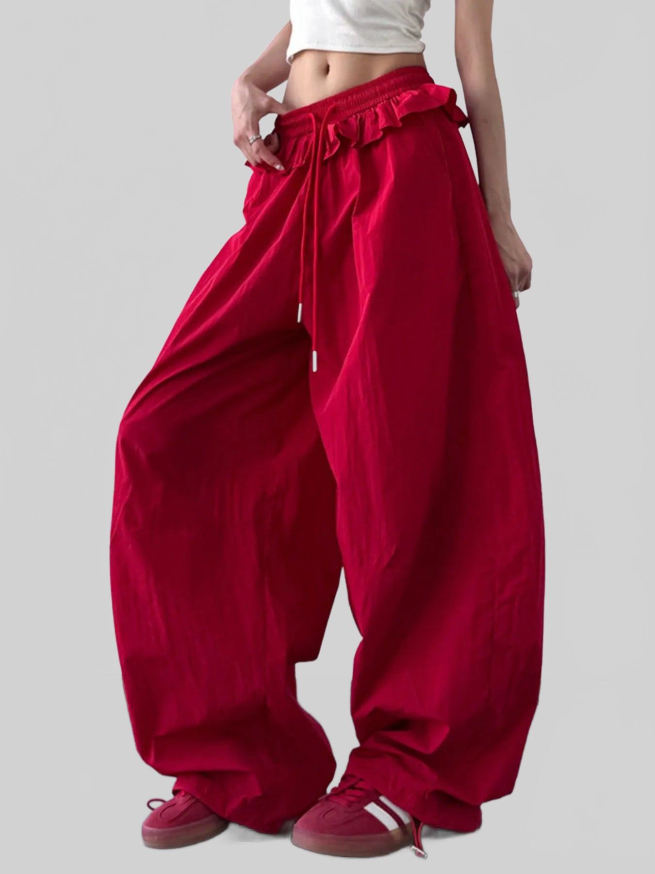 Women Drawstring Wide Leg Pants nicholesgifts
