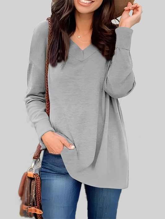 Women Full Size V-Neck Long Sleeve T-Shirt NicholesGifts