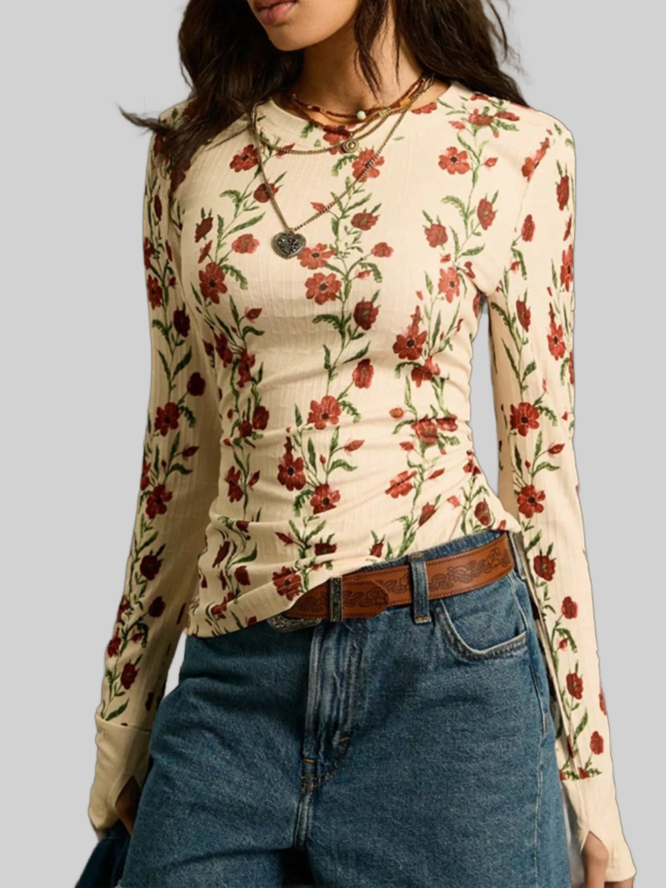 Floral Print Long Sleeve T-Shirt nicholesgifts