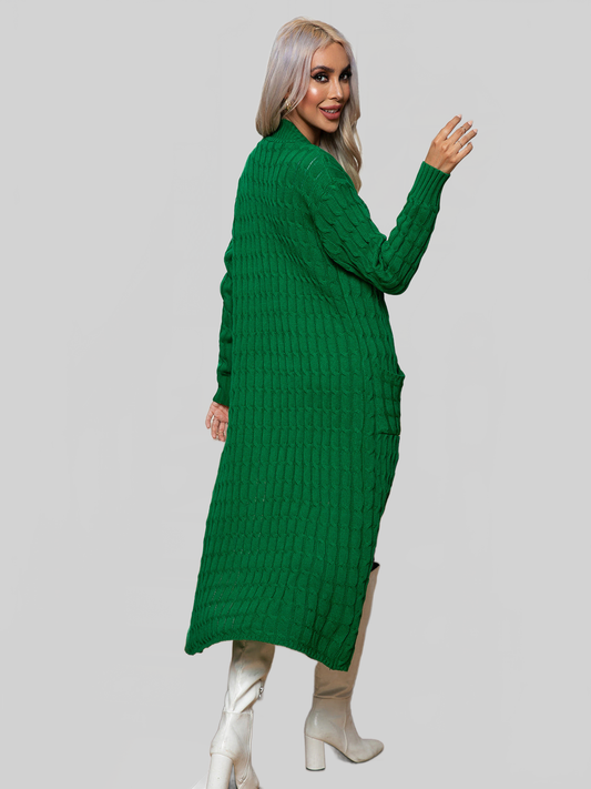 Women Cable-Knit Open Front Cardigan with Pockets nicholesgifts