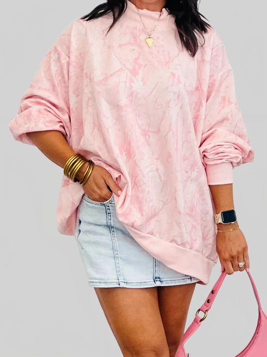Tie-Dye Oversized Mock Neck Sweatshirt nicholesgifts