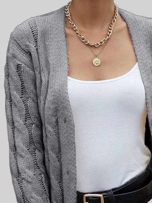 Women Cable-Knit Button Down Cardigan nicholesgifts