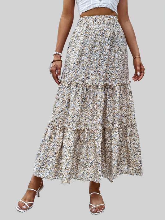 Frill Tiered Printed Skirt nicholesgifts