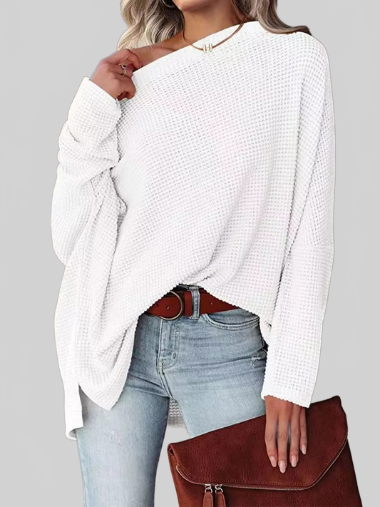 Waffle Knit Boat Neck T-Shirt nicholesgifts