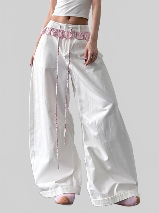 Women Wide Leg Drawstring Casual Pants nicholesgifts