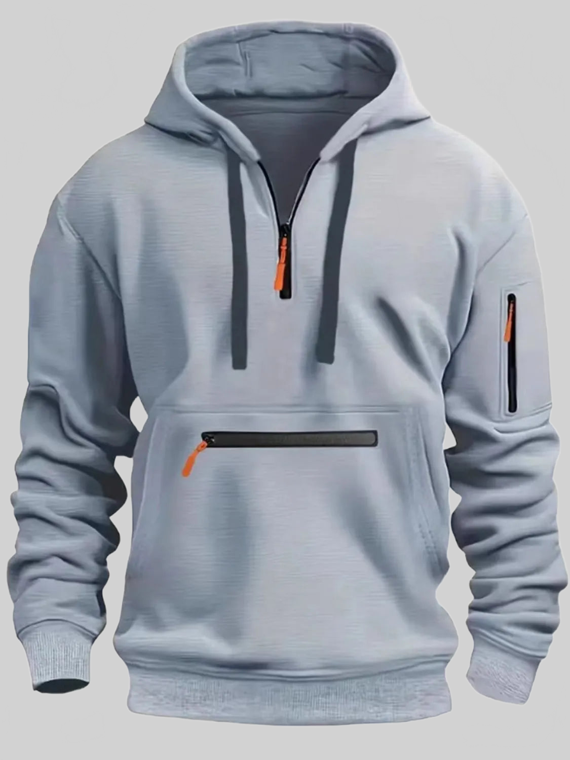 Men's Full Size Half Zip Long Sleeve Hoodie Plus Size nicholesgifts