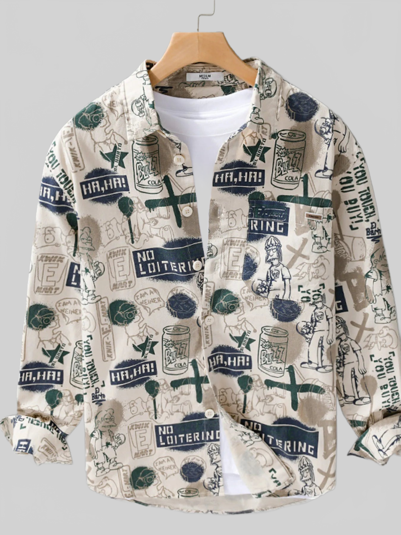 Men's Plus Size Printed Button Up Long Sleeve Shirt nicholesgifts