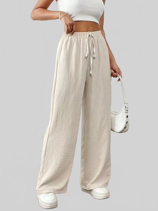 Casual Drawstring Wide Leg Pants nicholesgifts