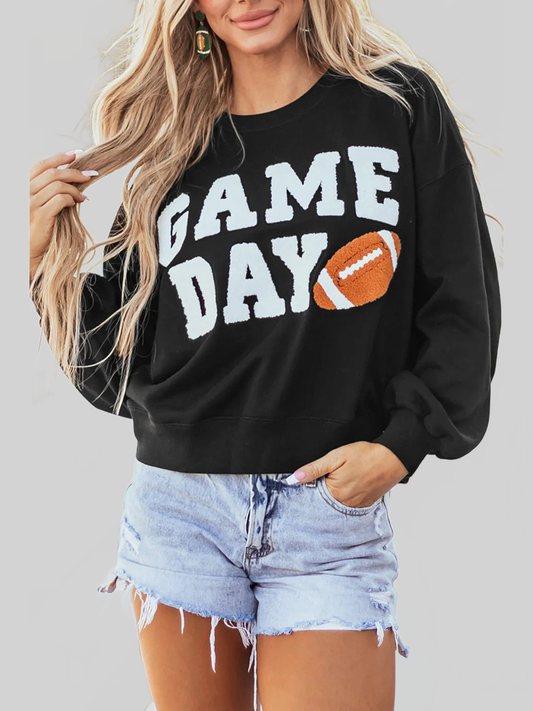 Women Game Day Round Neck Long Sleeve Sweatshirt nicholesgifts