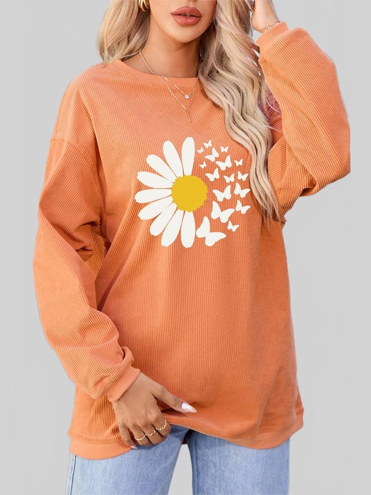 Women Graphic Round Neck Long Sleeve Sweatshirt nicholesgifts