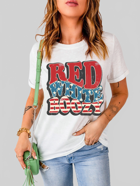 Women Letter Graphic Round Neck Short Sleeve T-Shirt nicholesgifts
