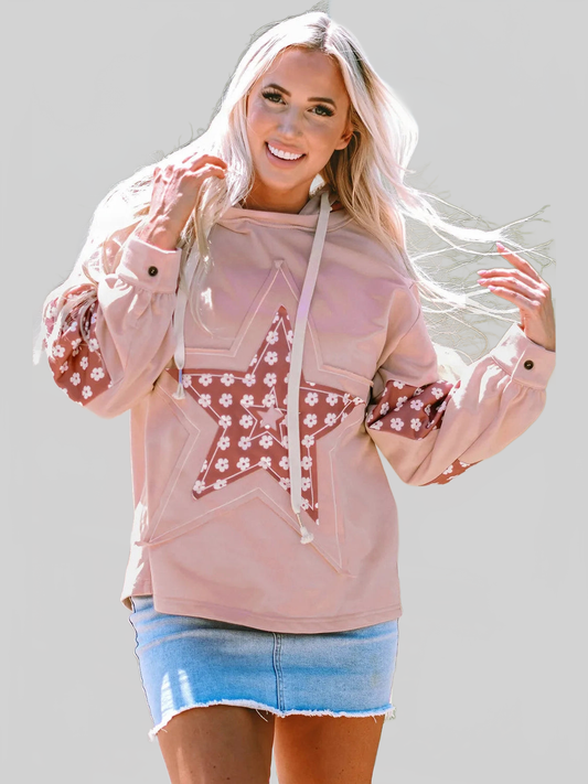 Drawstring Star Long Sleeve Hoodie nicholesgifts