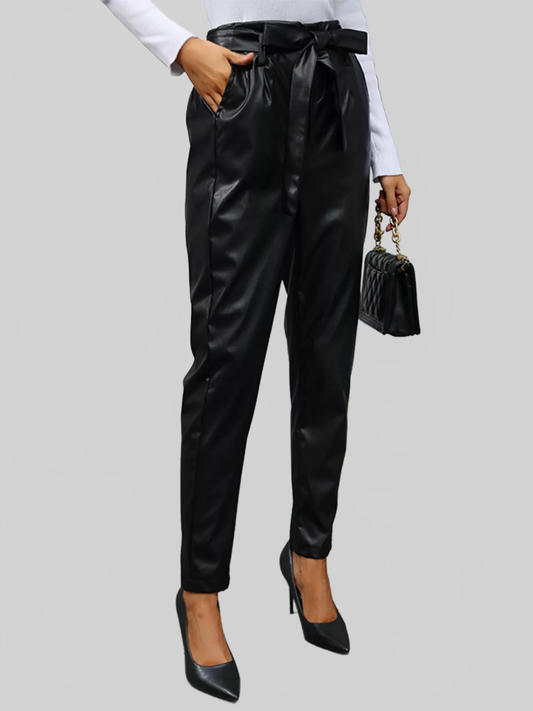 High Waist Leather Tie-Waist Pants NicholesGifts