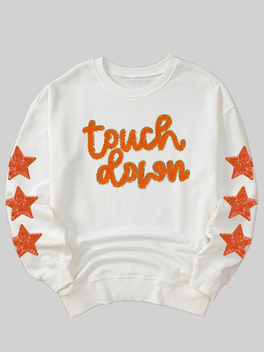 Letter & Star Round Neck Long Sleeve Sweatshirt nicholesgifts
