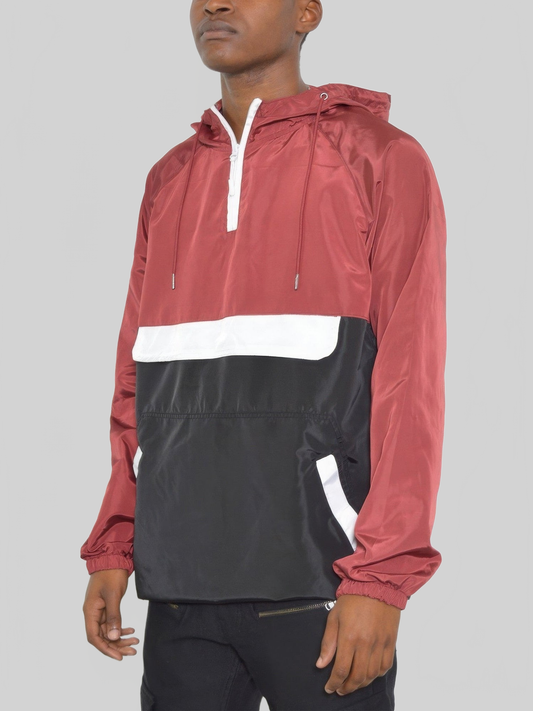 Men Color Block Anorak Jacket Pullover Windbreaker nicholesgifts
