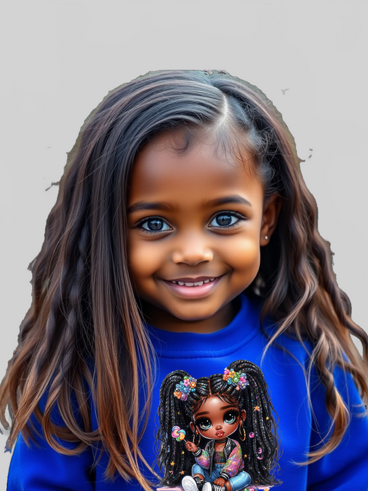 African American Toddler Girls Lollipop Girl Long Sleeve Crewneck Sweatshirt nicholesgifts