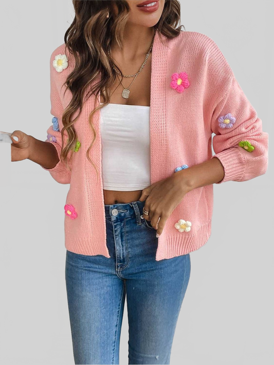 NicholesGifts Women Floral Long Sleeve Open Front Cardigan NicholesGifts