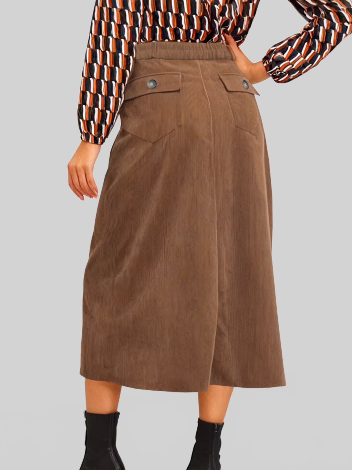 Women Front Slit Shift High Waist Midi Skirt nicholesgifts