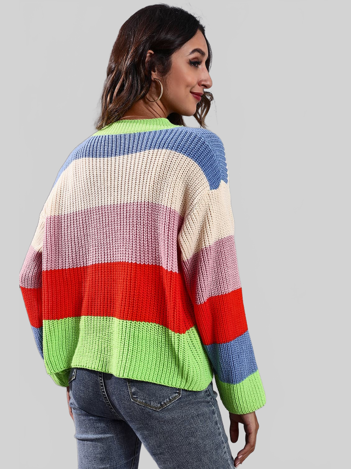 Color Block Button-Down Dropped Shoulder Cardigan nicholesgifts