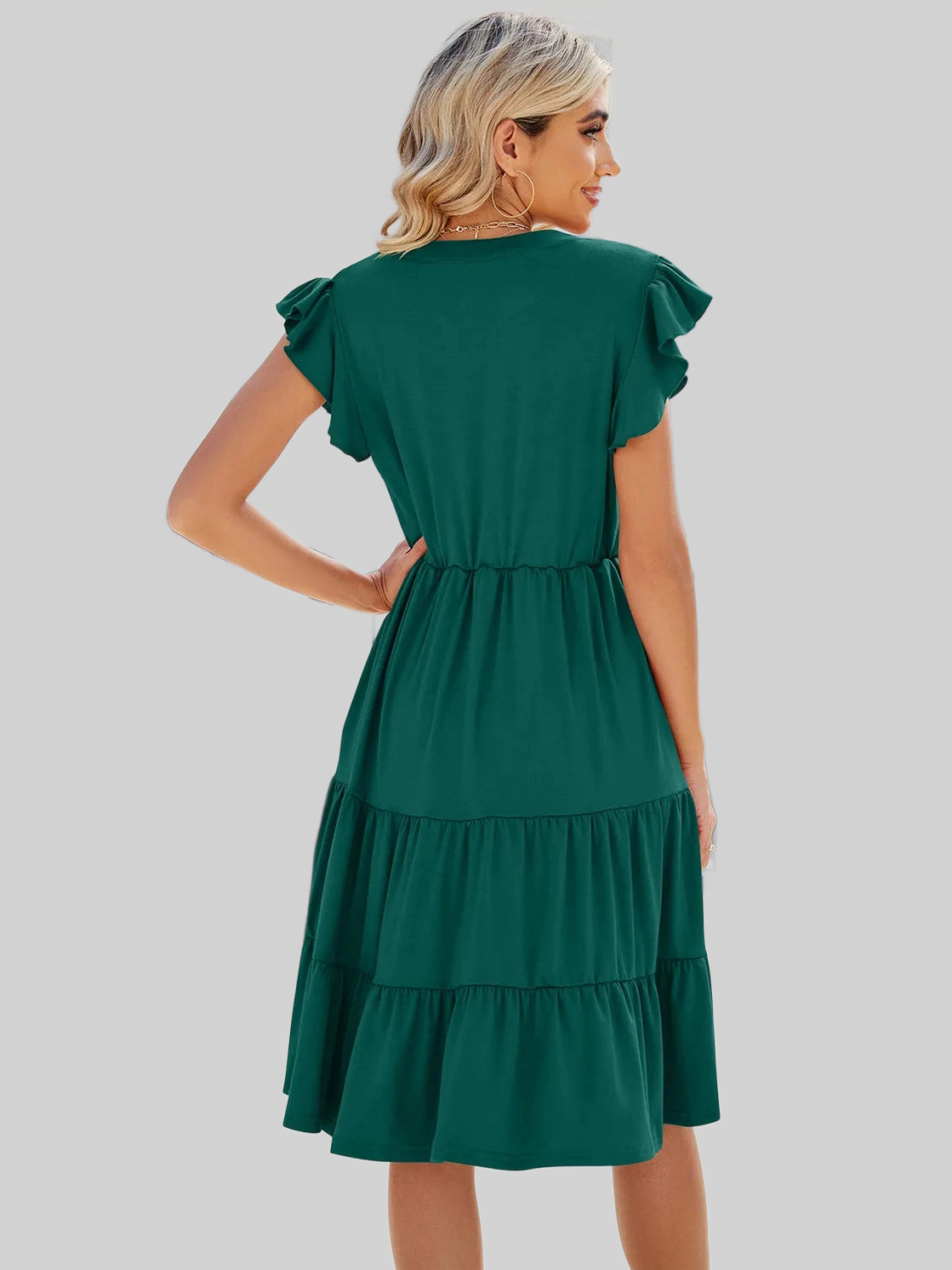 Ruched Notched Cap Sleeve Dress nicholesgifts
