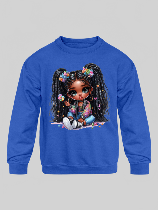African American Toddler Girls Lollipop Girl Long Sleeve Crewneck Sweatshirt NicholesGifts