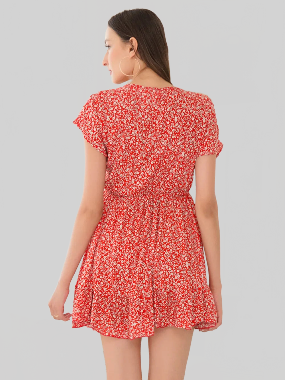 Ivy Lane Tied Floral V-Neck Cap Sleeve Dress nicholesgifts