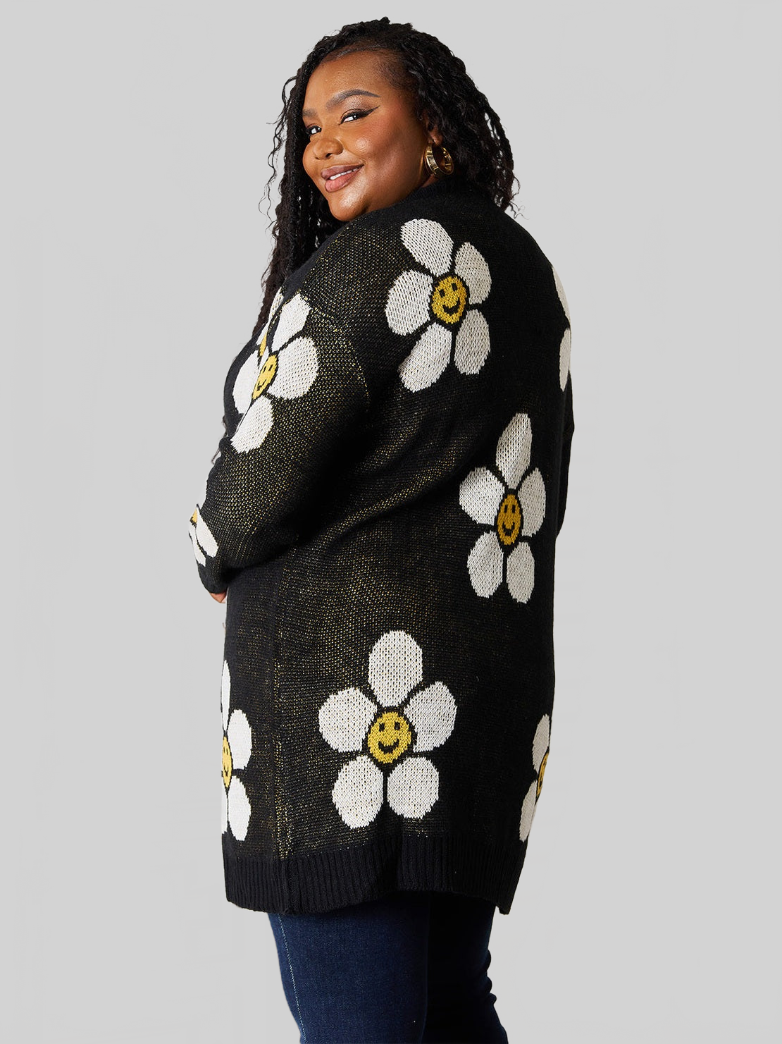 Women Perfee Floral Button Down Longline Cardigan nicholesgifts