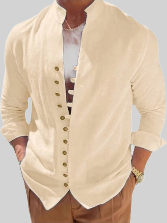 Men's Full Size Button Front Long Sleeve Shirt Plus Size nicholesgifts
