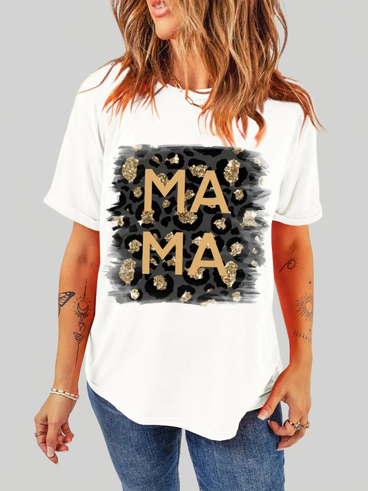 MAMA Round Neck Short Sleeve T-Shirt nicholesgifts