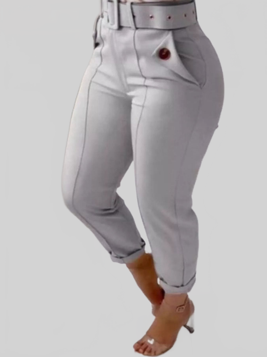 High Waist Belted Slim Fit Ankle Pants NicholesGifts