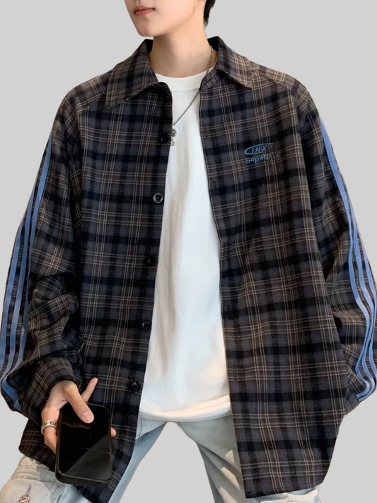 Men's Plus Size Plaid Casual Long Sleeve Shirt nicholesgifts