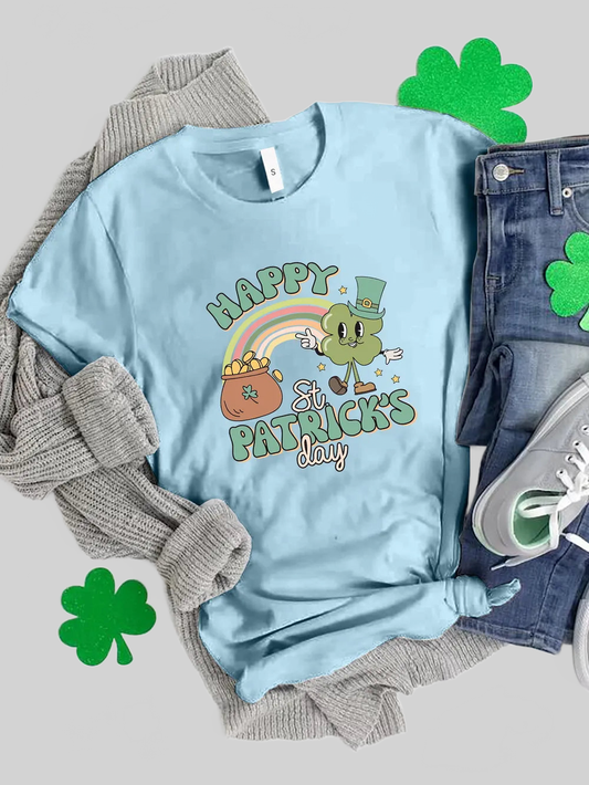HAPPY ST PATRICK'S DAY Round Neck T-Shirt Trendsi