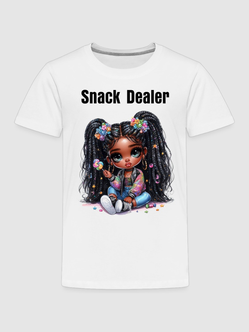 African American Toddler Girls Snack Dealer Short Sleeve T-Shirt NicholesGifts