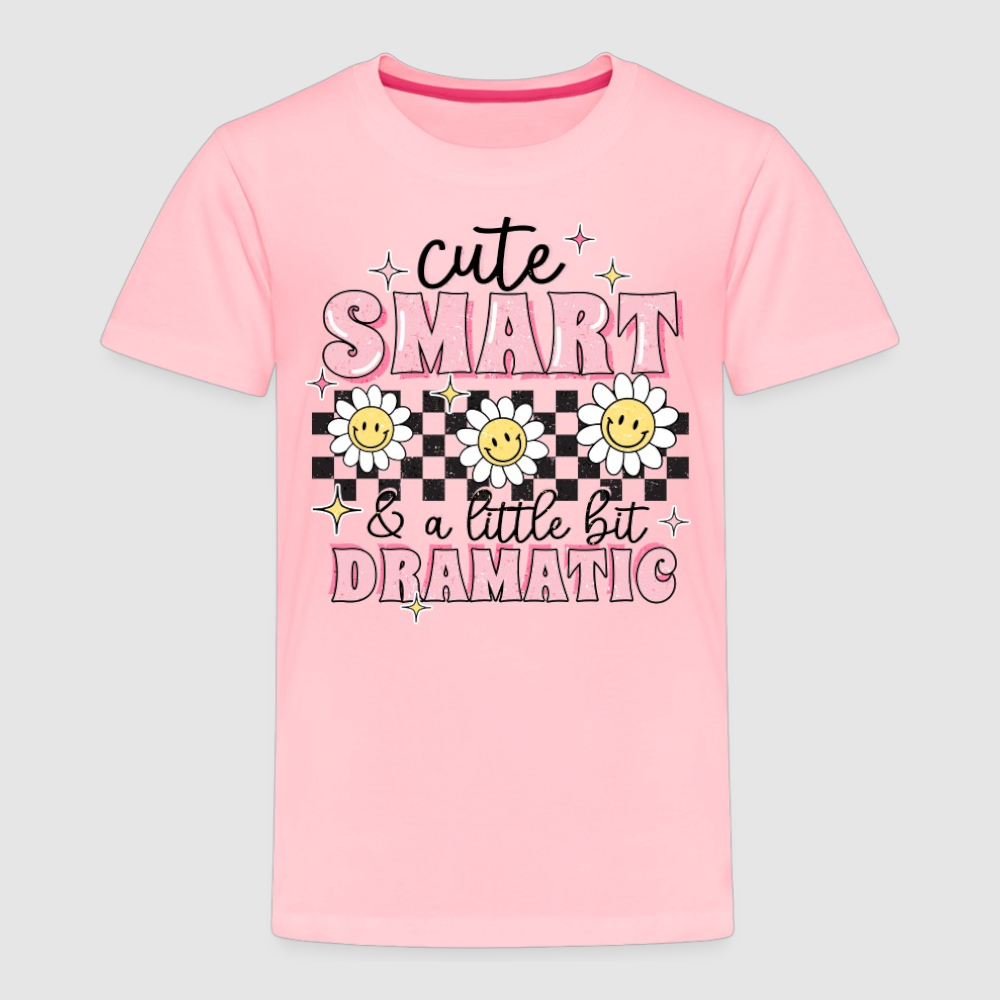 Toddler Girls Cute Smart and a Little Bit Dramatic Short Sleeve T- NicholesGifts