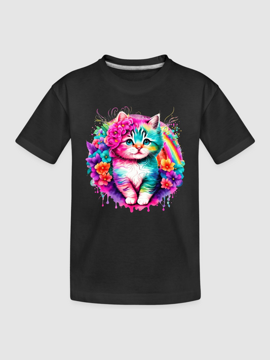 Toddler Girls Colorful Kitten Short Sleeve Tee Shirt NicholesGifts