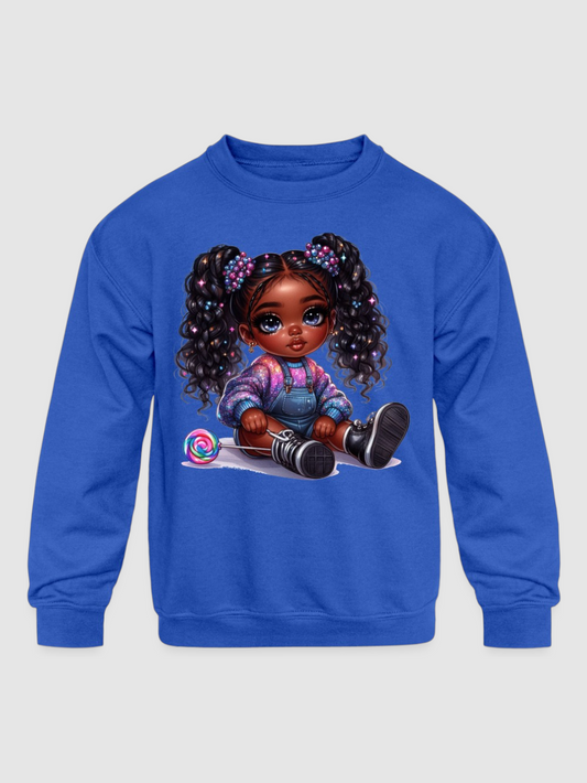 African American Toddler Girls Curly Hair Long Sleeve Crewneck Sweatshirt NicholesGifts
