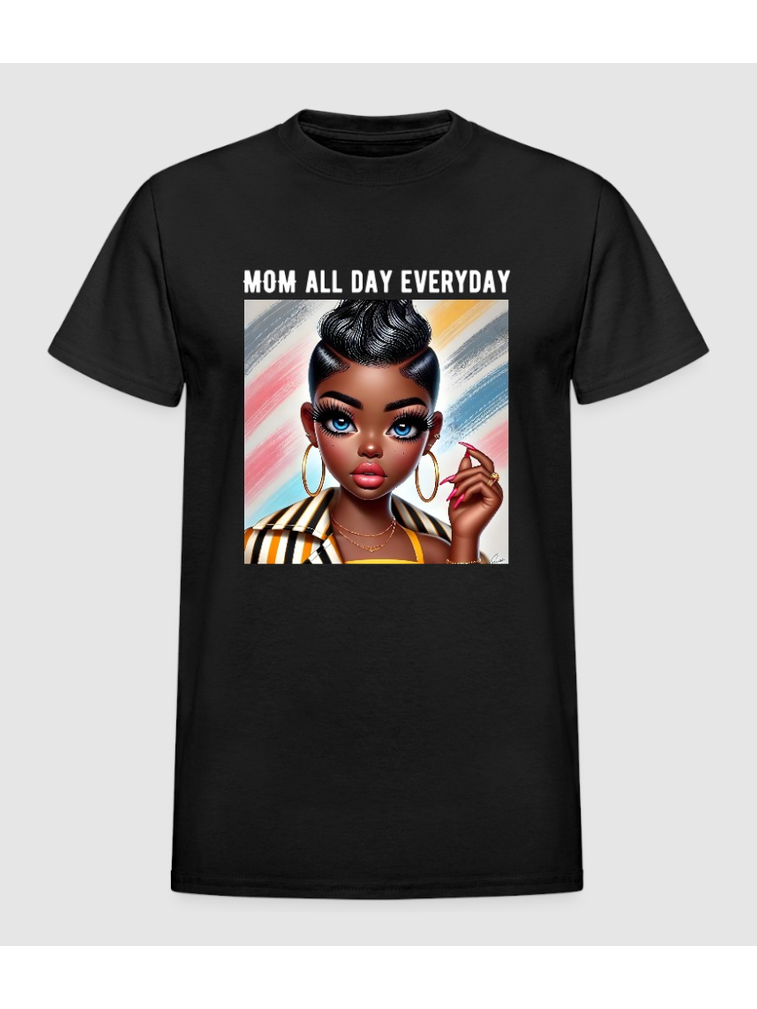 African American Women Mom All Day with Hoop Earrings Mother's Day Shirt NicholesGifts