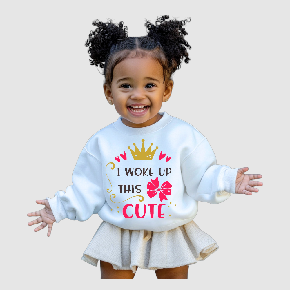 Toddler Girls I Woke Up This Cute Long Sleeve Crewneck Sweatshirt NicholesGifts