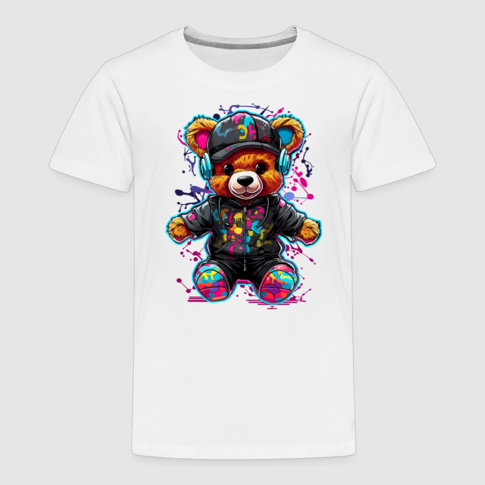 Toddler Boys Colorful Bear with Headphones Short Sleeve Crewneck T-Shirt NicholesGifts